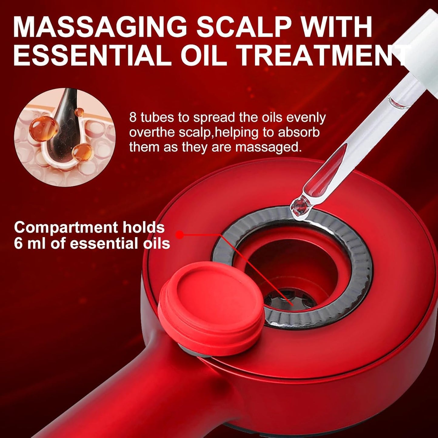 Premium Head Scalp Electric Massager Comb | Scalp Massaging Brush with 2 In 1 Hair Oil Applicator | IPX7 Waterproof,Portable Deep Massager For Hair & Head Relaxation at Home | Shiatsu Massage for Hair Growth/Stress Relax